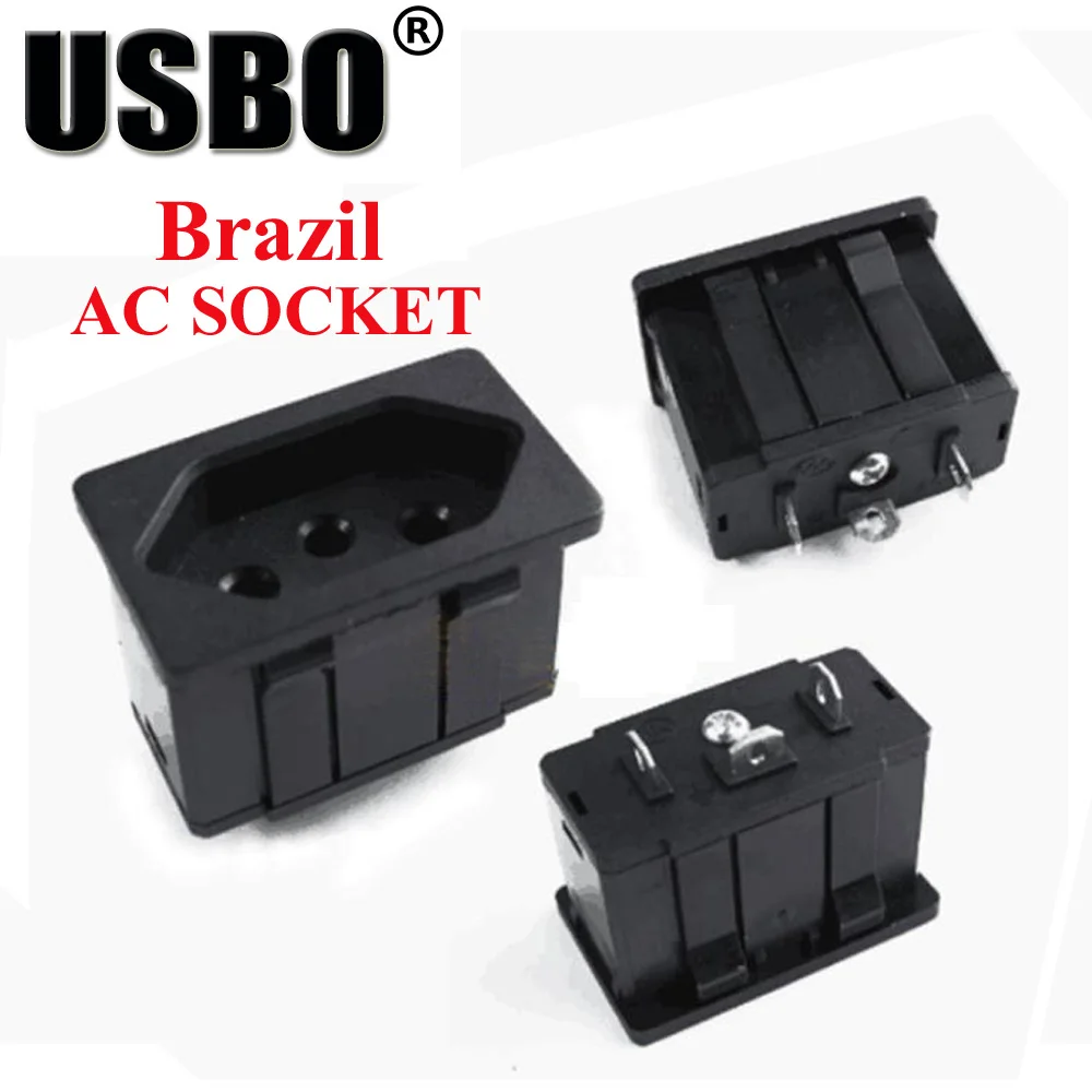 

Black embedded industrial outlet Brazilian standard Inverter output socket 250V 15A universal electrical AC power socket