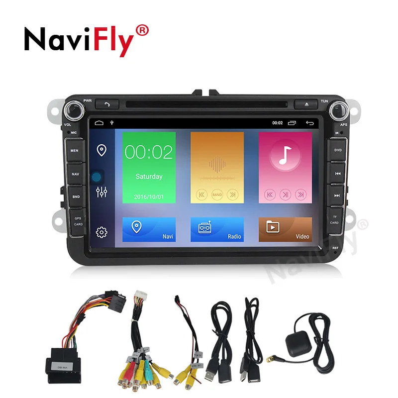 

NaviFly 2 Din 2GB+32GB 8" Android 9.1 Car DVD for Skoda Octavia yeti superb rapid for VW golf 5 6 touran passat B5 B6 for Seat