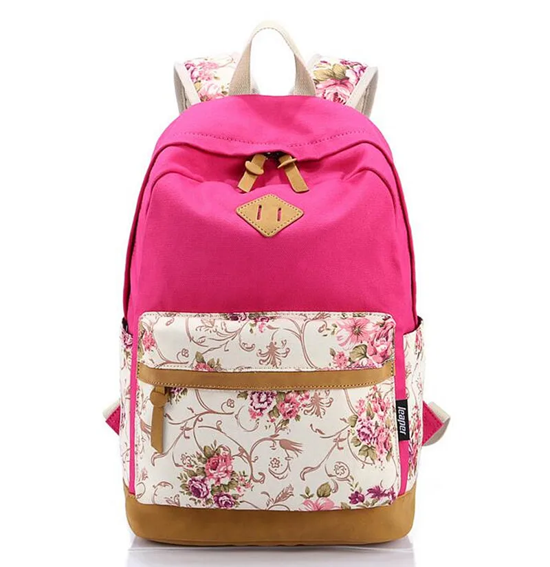 High Quality Floral Leather Canvas Bag Printing Backpack Women Backpacks Backpack School for Teenager Girl Laptop