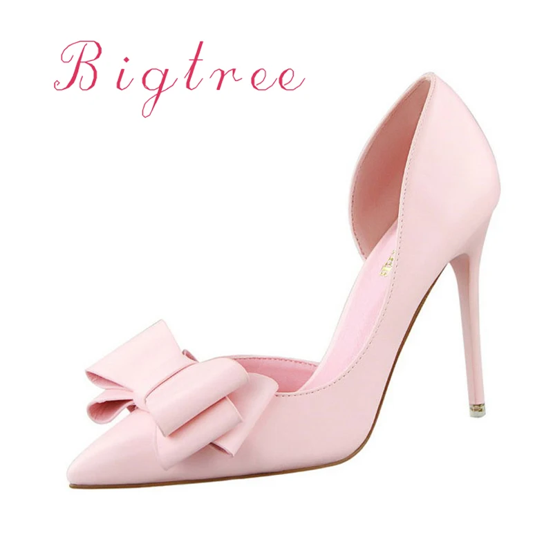 

Female Elegant Red Pumps Women Shoes High Heels Shoes Pointed Toe Thin Heels Sweet Butterfly-Knot High Heels Ladies Wedding Shoe