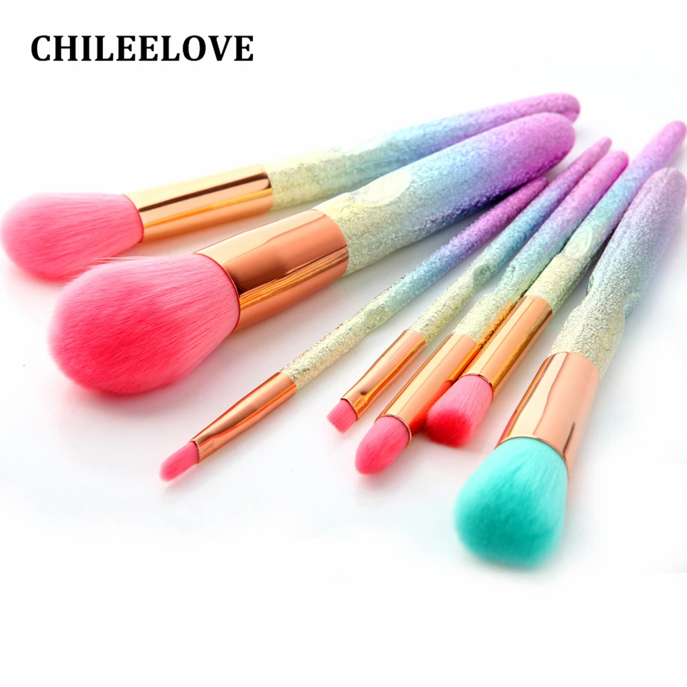 Chileelove 7 шт. 3d Градиент розового и фиолетового цветов синий Pro Красота инструмент
