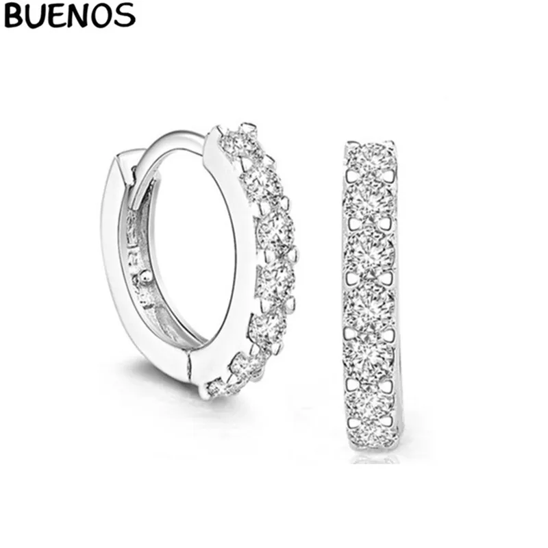 

Buenos Retro Fashion Silver Color Ornaments Super Flash Single Exhaust Crystle Hoop Earrings Popular Hot Grace For Woman Gift