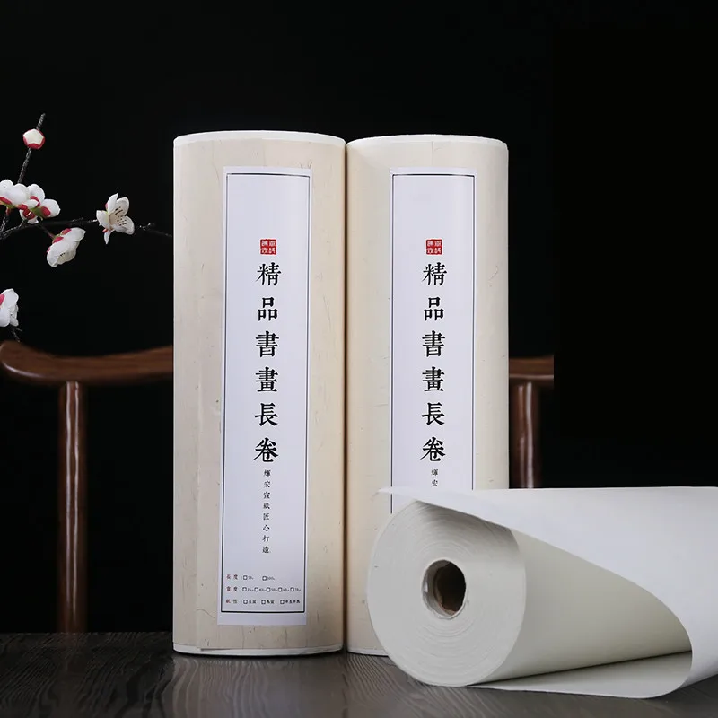chinese-painting-paper-50m-100m-long-roll-half-rice-xuan-paper-calligraphy-brush-writing-chinese-landscape-painting-raw-xuan-zhi