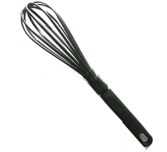 Hand whisk for high temperature baking toolsHigh temperature baking tool plastic nylon black long eye handle whisk (4)