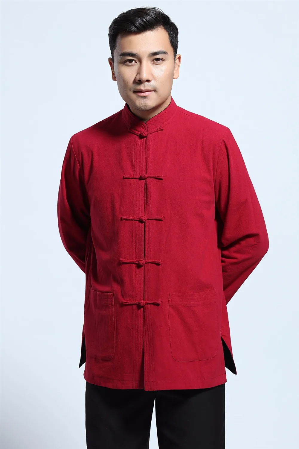

Shanghai Story Chinese Traditional clothing Long Sleeve Shirt Blend Linen Tang suit mandarin collar reversible jacket 2 color