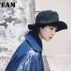 [EAM] Новинка 2019 года, лидер продаж, летняя однотонная шляпа в рыбацком стиле для отдыха, черный короткий купол, женская модная универсальная