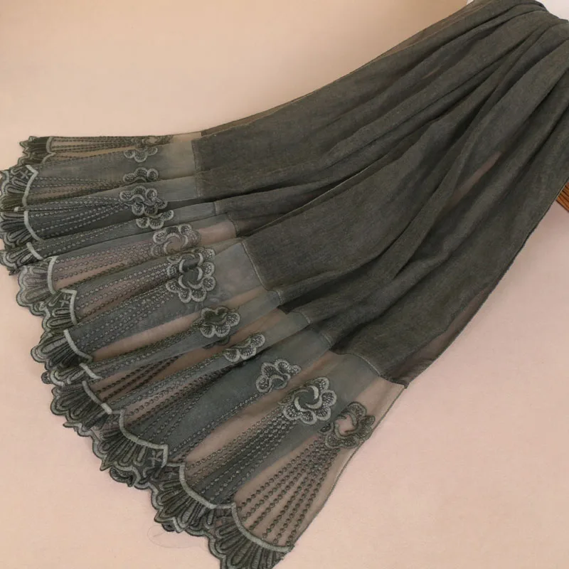 Laven женские цветочные кружева шарфы плотная bandhnu хлопок мусульманин хиджаб обертывания повязка шарфы/шарф 11 цветов 200*85 см 10 шт./лот