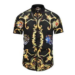 Бренд seestern для мужчин's рубашки с короткими рукавами принтом звезды Орел значок Золотой Пейсли модные Европейский Американский молодежн