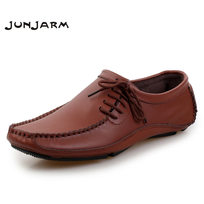 

JUNJARM 2018 Big Size 38-47 Men Loafers Moccasins Leather Casual Shoes Mens Slip On Shoes Fashion Breathable Men Driving Shoes