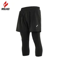 ARSUXEO, летние, 2 в 1, для мужчин и женщин, колготки для бега, дышащие леггинсы, компрессионные, для спортзала, фитнеса, тренировок, бега, шорты для бега