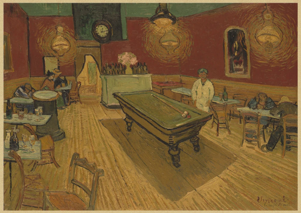 Серия Ван Гог ретро крафт-бумага плакат Современное Абстрактное Искусство масляной рисунок, для бара, для кафе декоративные наклейки на стену