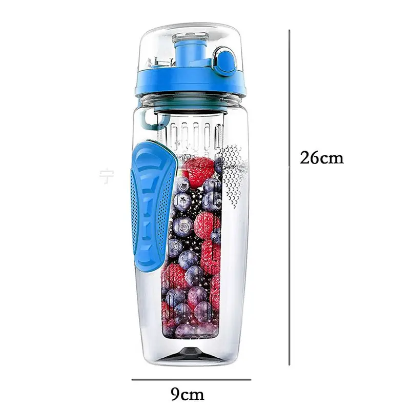 1000 мл/32 унции пластиковая бутылка с отделением для фруктов Infuser бутылка для воды пластиковая Спортивная детоксикация здоровья