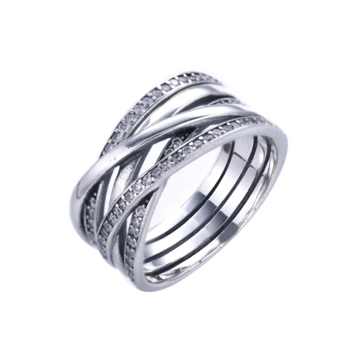 

2018 Spring New Retro 100% 925 Silver Eternity EntwIned Silver&Zirconia Ring Fit Original Panqiou Charm For Women Ring Jewelry