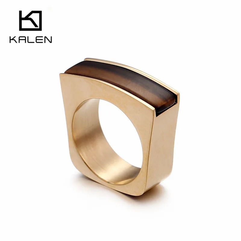 KALEN Peru Lima, золотые кольца из нержавеющей стали для женщин, дешевые коричневые этнические кольца на палец, размер 6, 7, 8, 9, праздничная бижутерия с кольцами, подарки