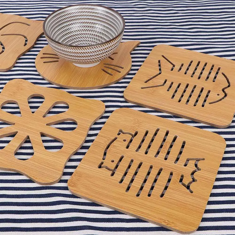 

Isolation Wood Kitchen Pad Mat Non-Slip Insulation Heat Holder Coasters Pot Mat Stand Hot Drink Pot Holder Kitchen Accessories