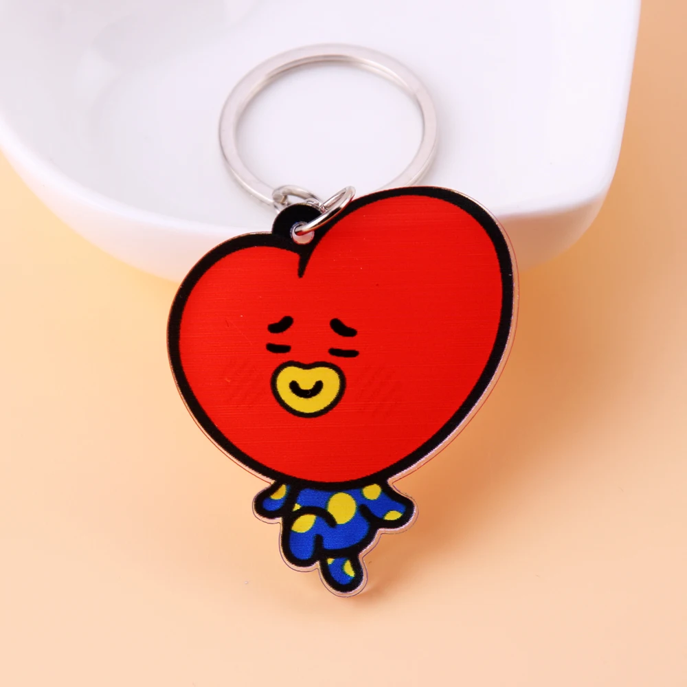 

Cute Anime Kpop Keychain Love Yourself Acrylic Cartoon Women Gift Key Ring Porte Clef Key Chain