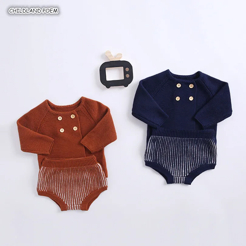 Вязаная одежда для малышей; осенне-зимний комплект одежды для новорожденных мальчиков и девочек; шерстяной хлопковый кардиган для малышей+ шорты; одежда для малышей