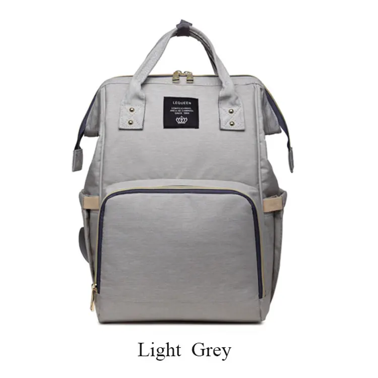 Light Grey Lequeen модная сумка для мам, сумка для подгузников для мам, Большая вместительная сумка для подгузников, рюкзак для путешествий, сумка для ухода за ребенком, женская модная сумка - Цвет: Light Grey