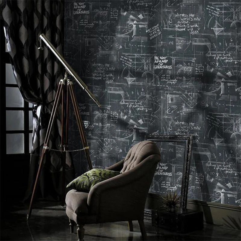 

Boys Room Wallpapers Personalized Poster English Alphabet Blackboard Newspaper Chalk Word Wall Papers Home Decor Interior Wall