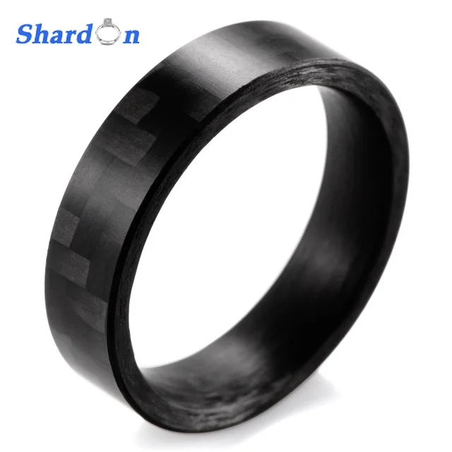 Shardon 6mm High Tech Matte Finish Solid Carbon Fiber Ring Black Shardon 6mm High Tech Matte Finish Solid Carbon Fiber Ring Black Wedding Band Men