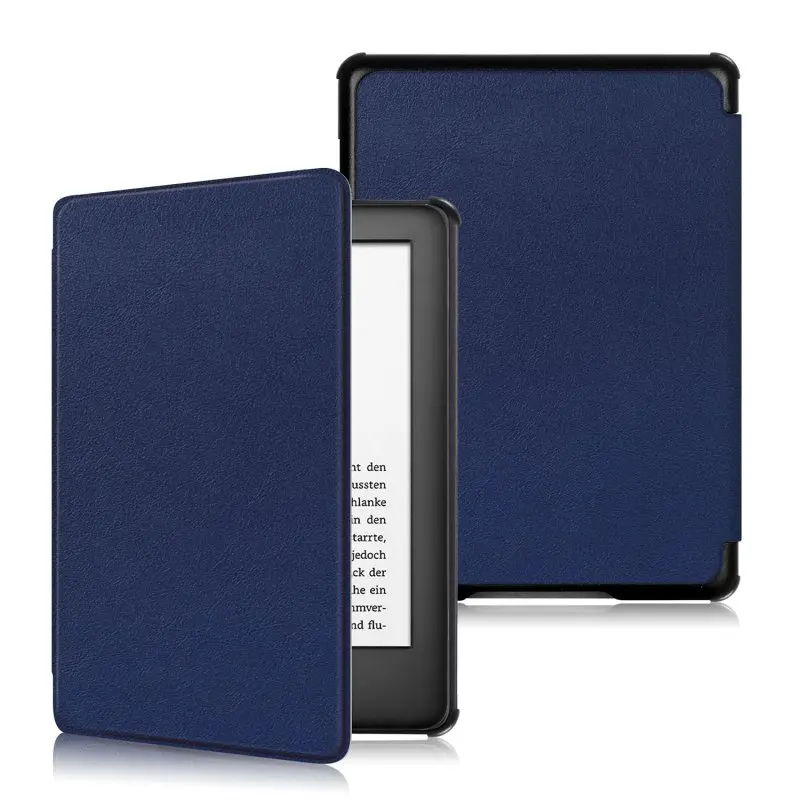 Премиум кожаный умный противоударный чехол для Amazon New Kindle 6,0 10 поколения, чехол Funda Coque+ стилус - Цвет: Dark Blue