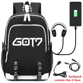 

GOT7 Fairy Tail Backpack Rucksack Bag w/ USB Fashion Port / Lock / Headphone interface Students Book Laptop bag