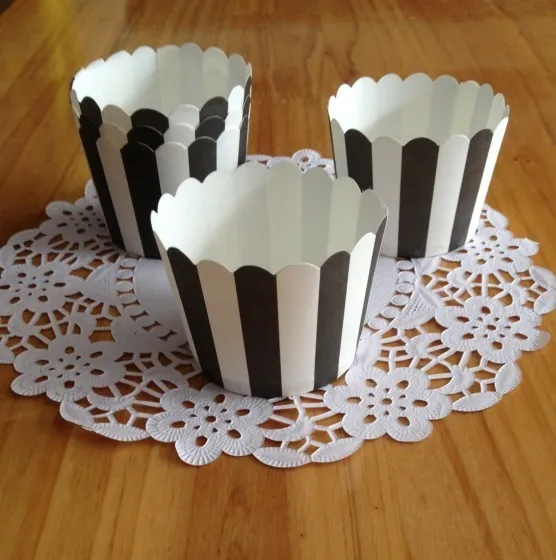 

Free Shipping100pcs greaseproof paper black stripes Color cupcake cases muffin cups baking cup bakery party supply