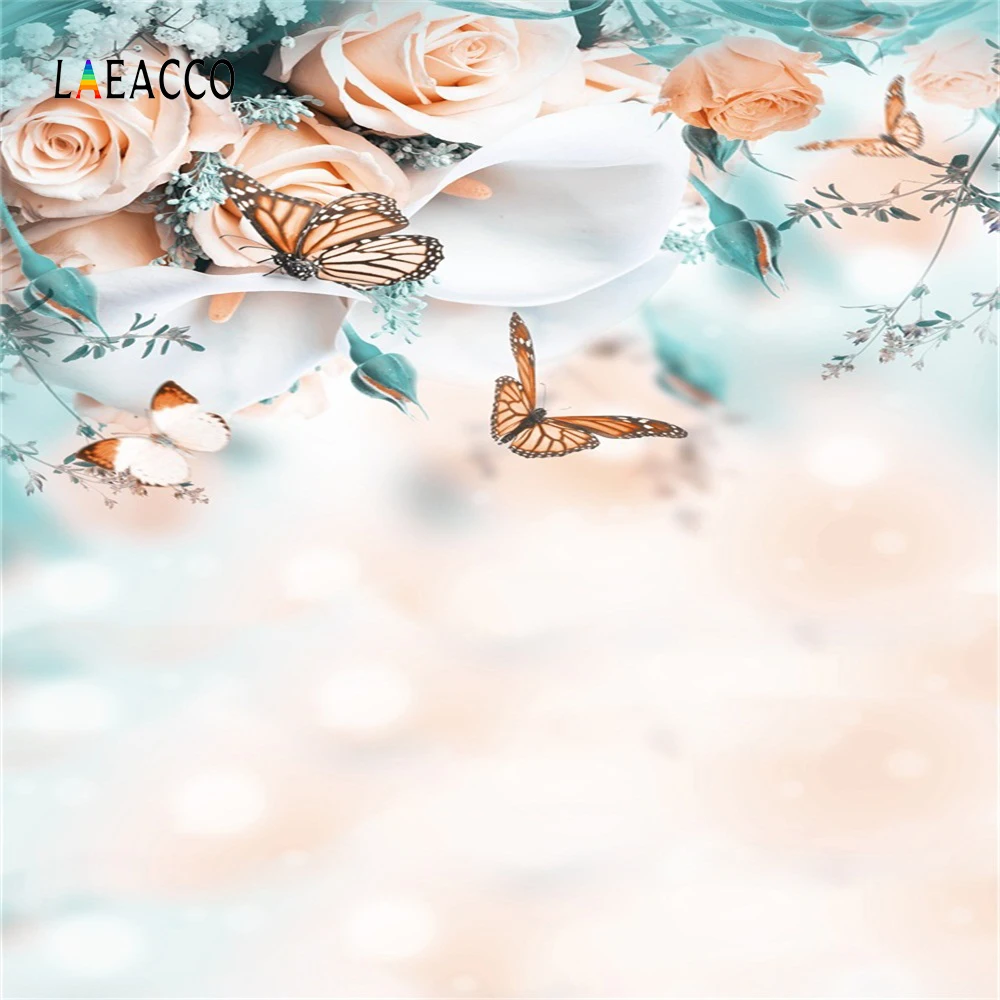 Laeacco Butterfly Flowers Light Bokeh Baby Newborn Photography Backgrounds Customized Photographic Backdrops For Photo Studio