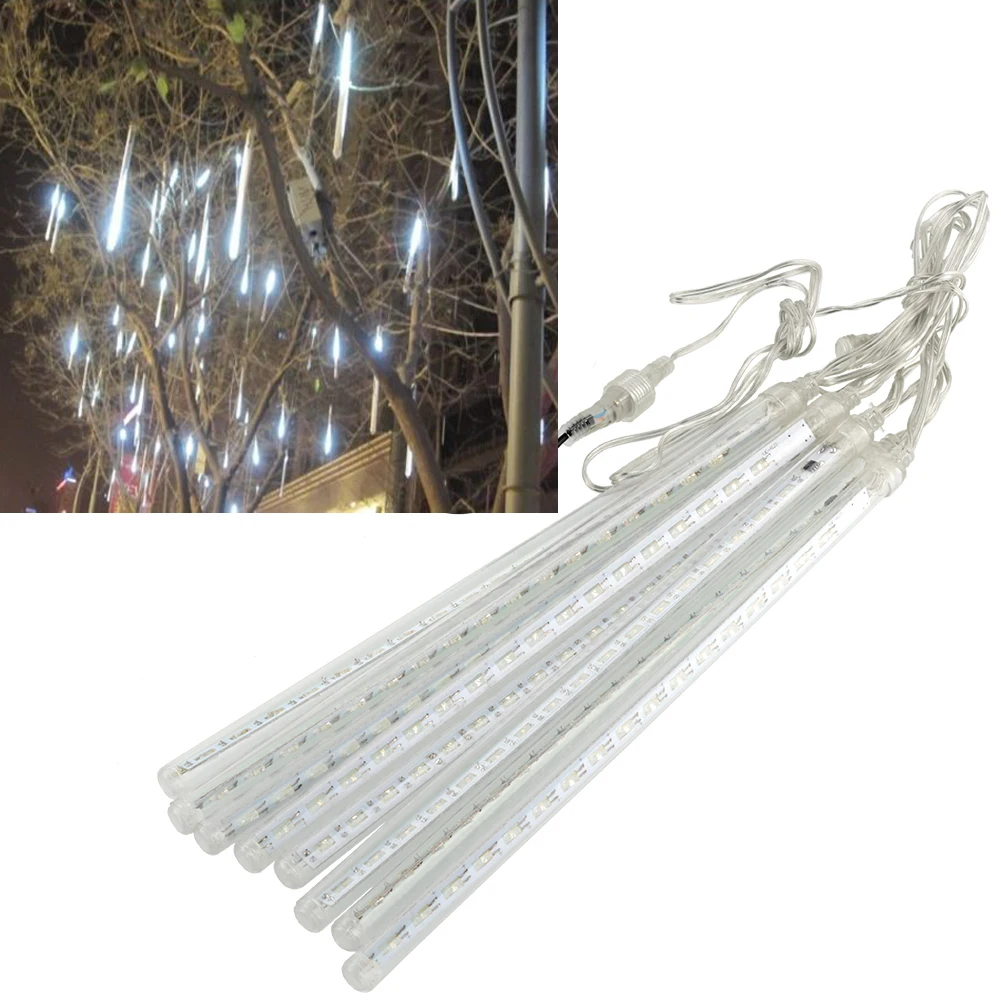 Romantic Meteor Rain White 30CM 8Tubes 144LED Xmas Tree Light Party Decoration | Лампы и освещение