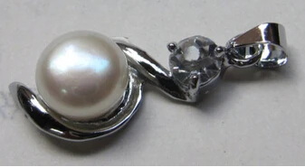 

Jewelr 005930 real charming 8-9mm white natural pearl pendant + gift necklace