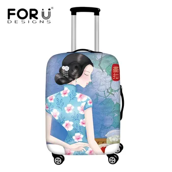 

FORUDESIGNS Chinese Style Skirt Luggage Cover Elastic Suitcase Protective Covers for Travel Trolley Case Dust-proof 18-30 Inch