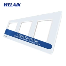 WELAIK EU Touch-Switch DIY-Parts Glass-Panel Only-Wall-Light-Switch-Crystal Glass-Panel Square-hole A3888W1/B1