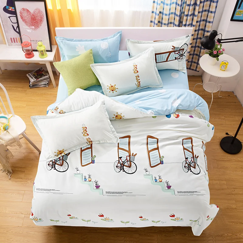 Bedding Home Textiles Stylish bike simple pattern Color Polyester 4Pcs