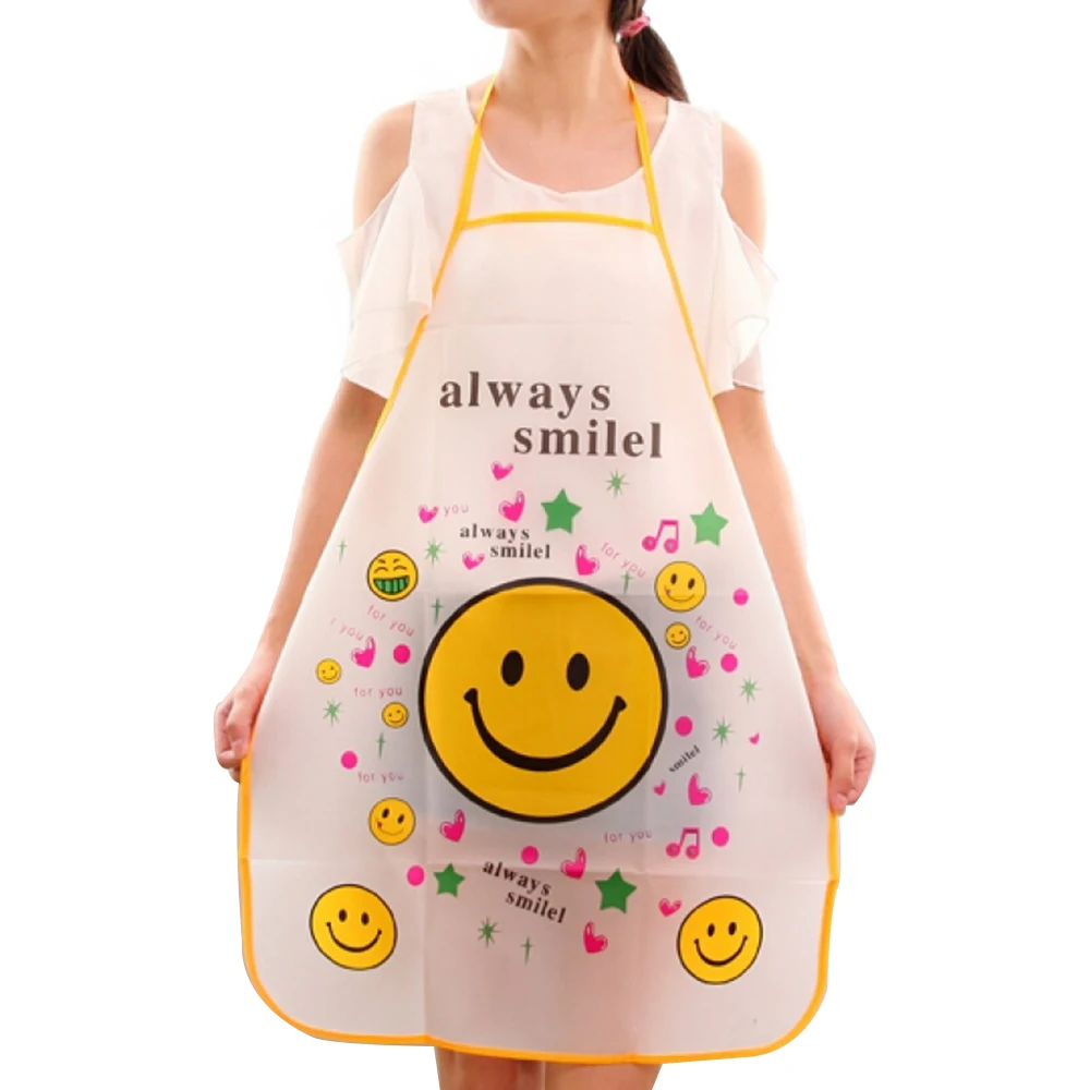 New Lovely Cartoon Apron Sleeveless Waterproof Anti-oil Aprons Kitchen Cooking Waist Bib Creative Women Apron - Цвет: Smiley face