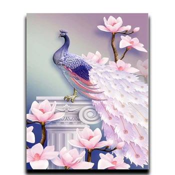 

Painting Diamond Diy Diamond peacock peony 3D Square Full of Diamond mosaic room adornment image Rhinestone