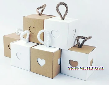 

5.5*5.5*5.5cm kraft small sugar candy box handle,Chocolate candy box,Baby Shower Wedding Supplies 200pcs/lot