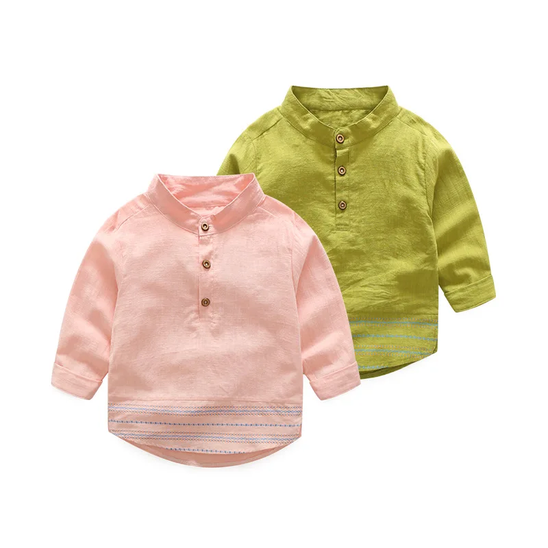 

New Cotton Linen Baby Girls Boys Shirt Stripped Long Sleeve Shirts Casual Toddler Blouse Korean Kids Clothes 1 2 3 4 5 Yrs