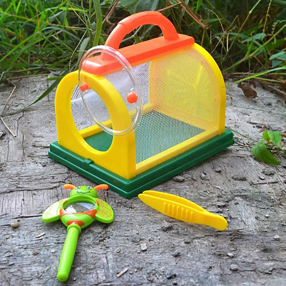 

Kids Insect Bug Cage with Tweezers Magnifier Backyard Exploration Critter Toy