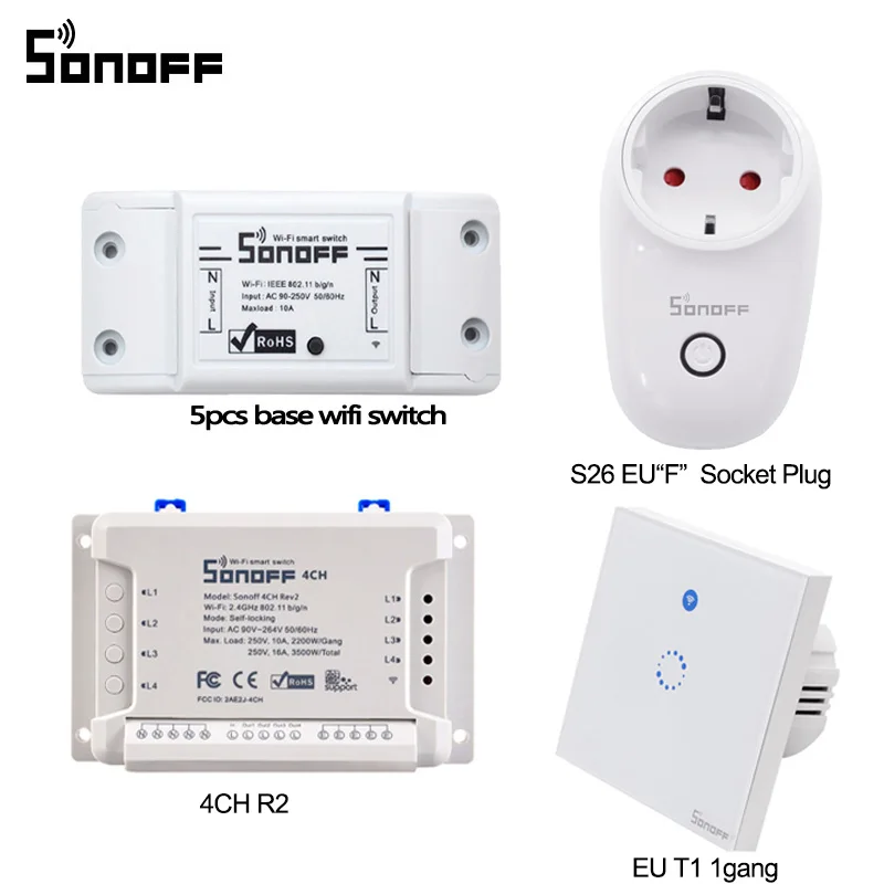 Sonoff Itead умный пульт дистанционного управления Wifi 4ch беспроводной Diy таймер S26 ЕС