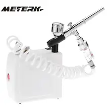 Meterk Аэрограф 110-240 В профессиональная гравитационная подача двойного действия пистолет-распылитель воздушный компрессор комплект Краскораспылитель набор инструментов