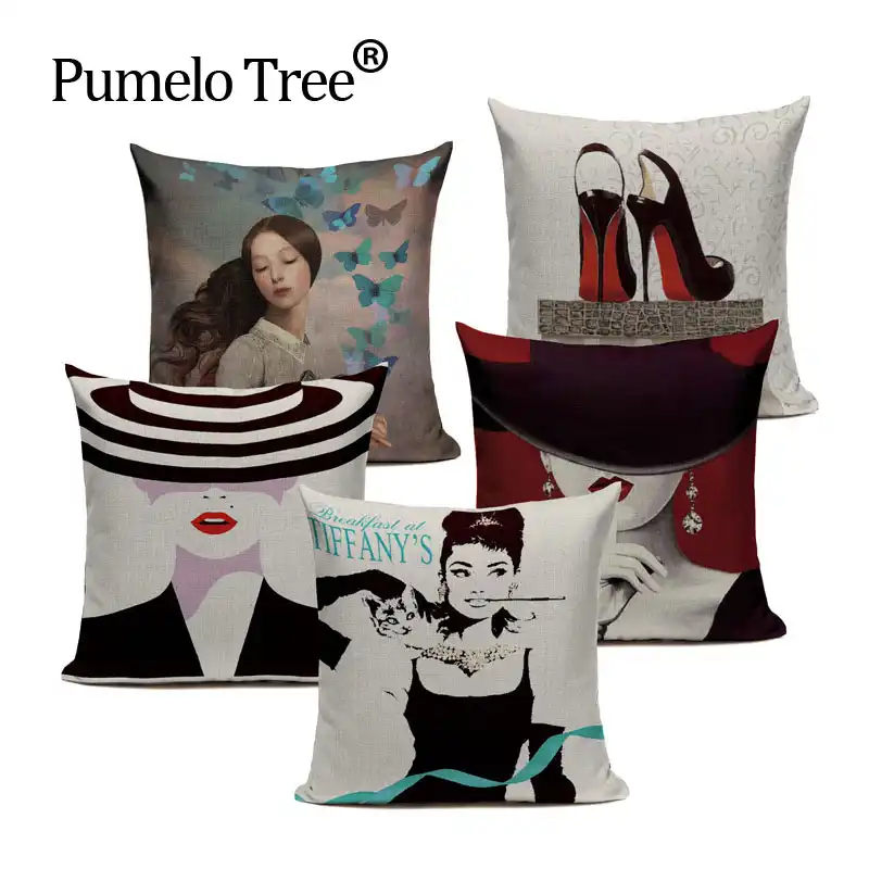 AUDREY HEPBURN PINK ALL OVER CUSHION COVER PILLOW CASE FASHION IDEAL GIFT