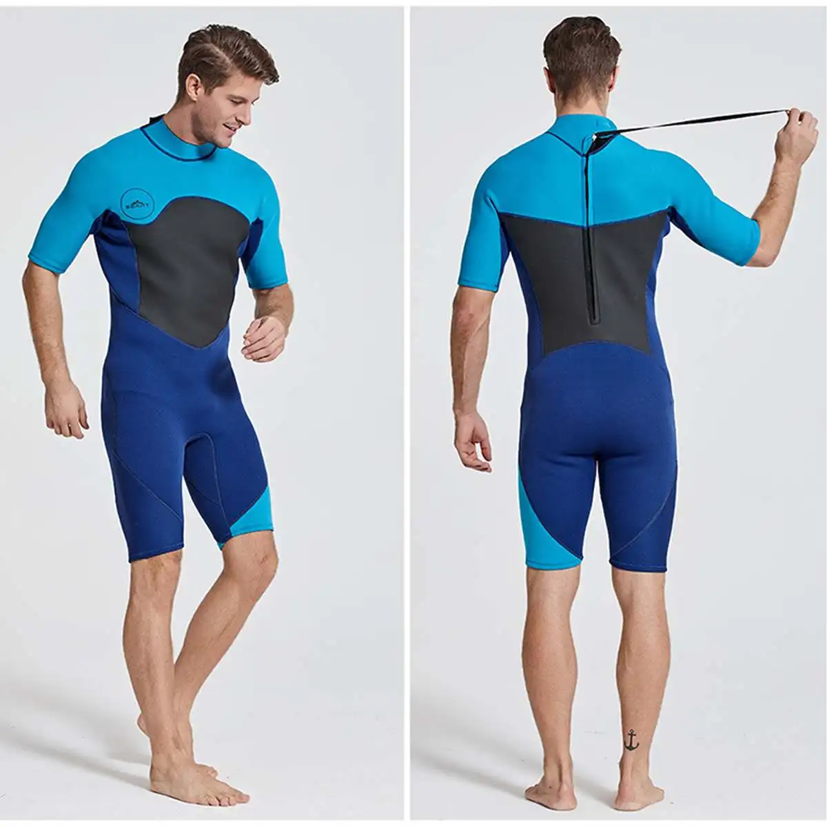3 мм для мужчин, из неопрена гидрокостюм короткий рукав для триатлона водолазный костюм подводное плавание серфинг шорты для сноркелинга теплый спортивный костюм; костюмы