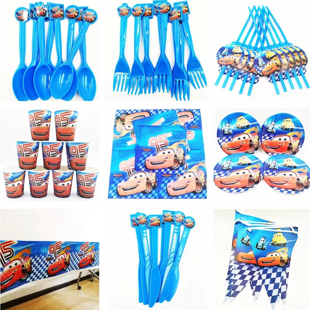 

Hot 82pcs Disney Lightning McQueen Cars Theme Kid Birthday Party Decoration Set Theme Party Supplies Family Party Baby Shower