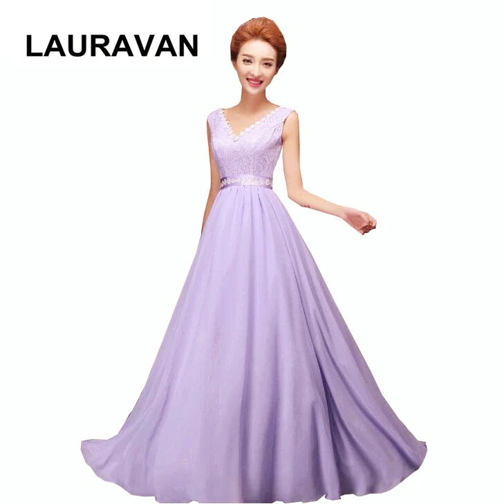 

V neck lavender ladies chiffon long lilac a line bridesmaid robes woman dress bandage party elegant 6 style bridesmaids dresses