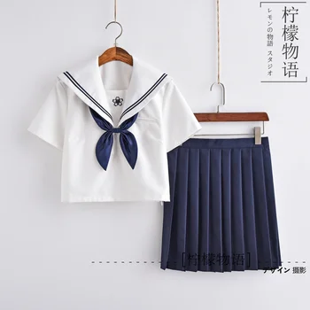 

Japanese JK Sets Girls School Cosplay Kansai Collar Two Line Uniform sakura embroidered Sailor Suits (Socks as gift) S-XXXL #15