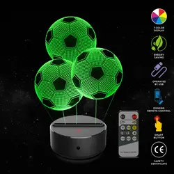 Три футбольные мячи Форма 3D лампа 7 цветов изменить сенсорный переключатель светодиодный ночник лампа настольная акриловая Атмосфера