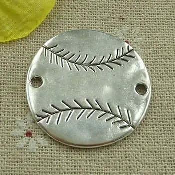 

42 pieces tibetan silver football connectors 32mm #4015