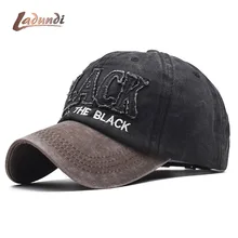 LADUNDI черная бейсболка женская модная хип-хоп шляпа мужская Ретро промытая бейсболки унисекс Регулируемая шапка с вышивкой