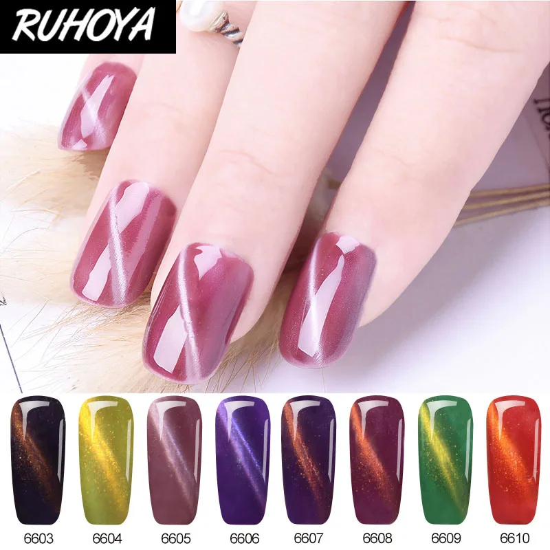 

Ruhoya Cat Eyes UV LED Gel Lacquer Soak-off Nail Gel Polish Hybrid Varnish Long Lasting Cat Eye 7ML UV GEL Effect for Nail Art