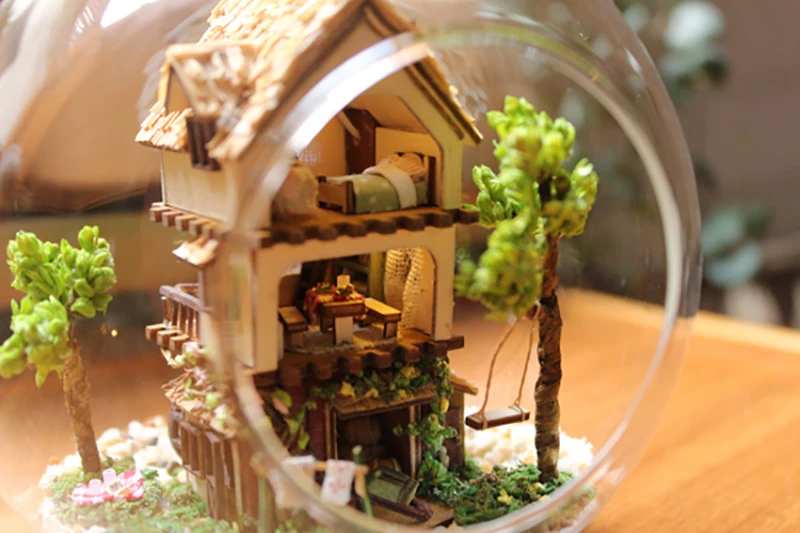 DIY Кукольный дом Миниатюрный Кукольный домик с 3D светодиодный мини-мебель стеклянный шар орнамент ручной работы Каса Подарочные игрушки для детей B001# E